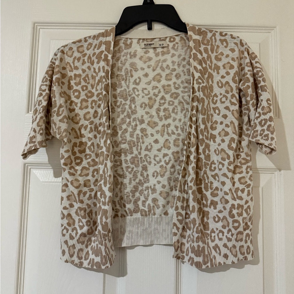 Old Navy Beige Animal Print Cardigan